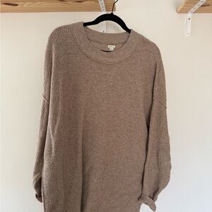 Aerie Cozy Tan Waffle Knit Sweater